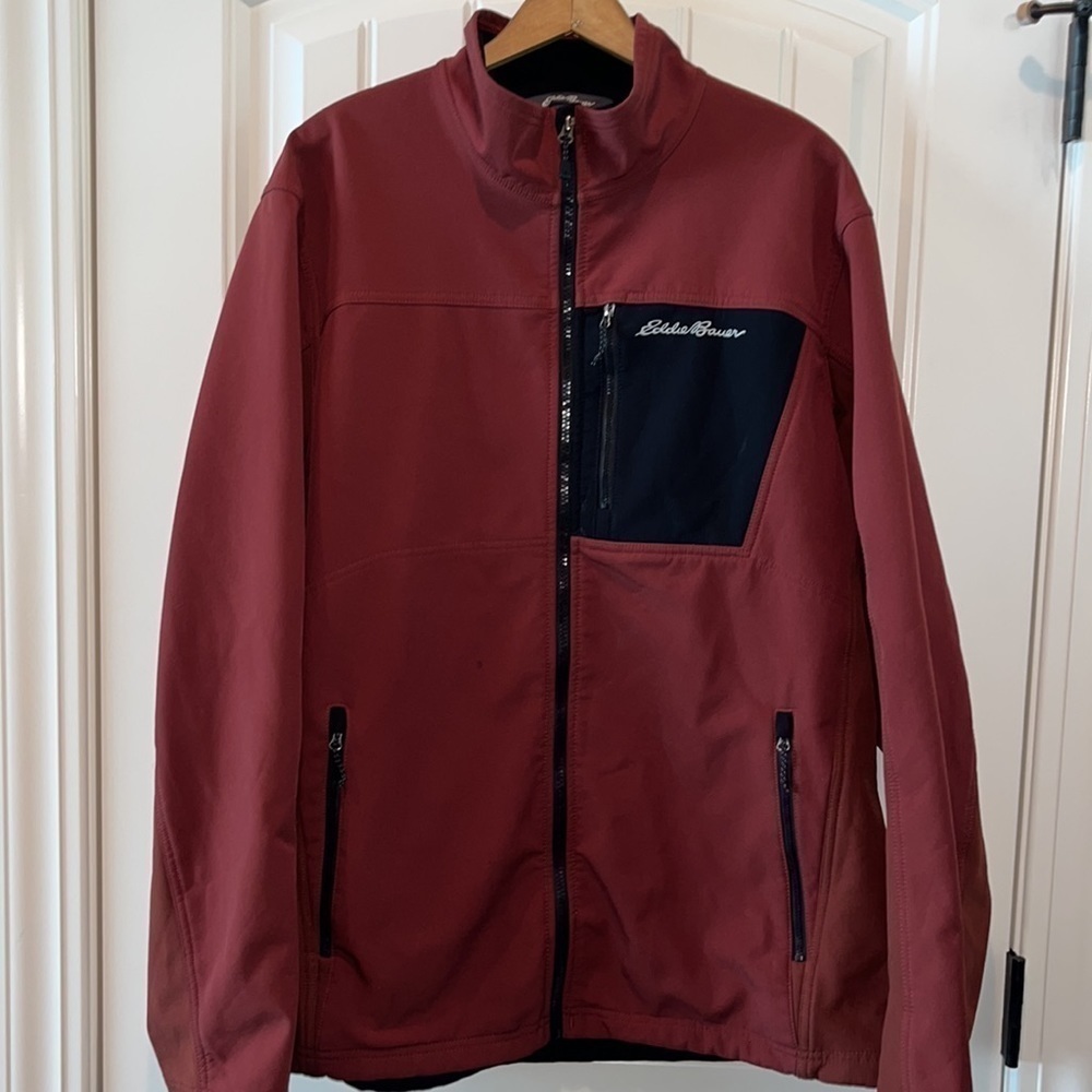 EDDIE Bauer Men's Windfoil Elite Softshell Jacket rust color size XLT retail$159